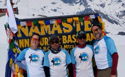 Trekking team from Adventure Himalayan Travels and Treks at Annapurna Base Camp