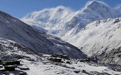 Snowy Annapurna Base Camp Trekking Trail in Nepal