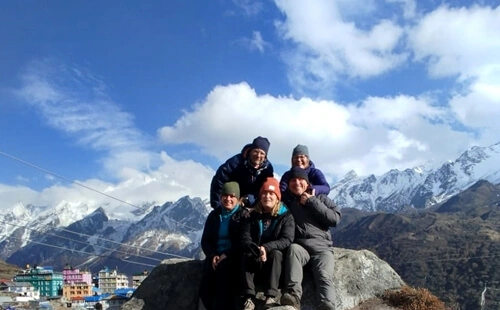 Trekkers in the Langtang Village duirng the Langtang Valley Trek in Nepal