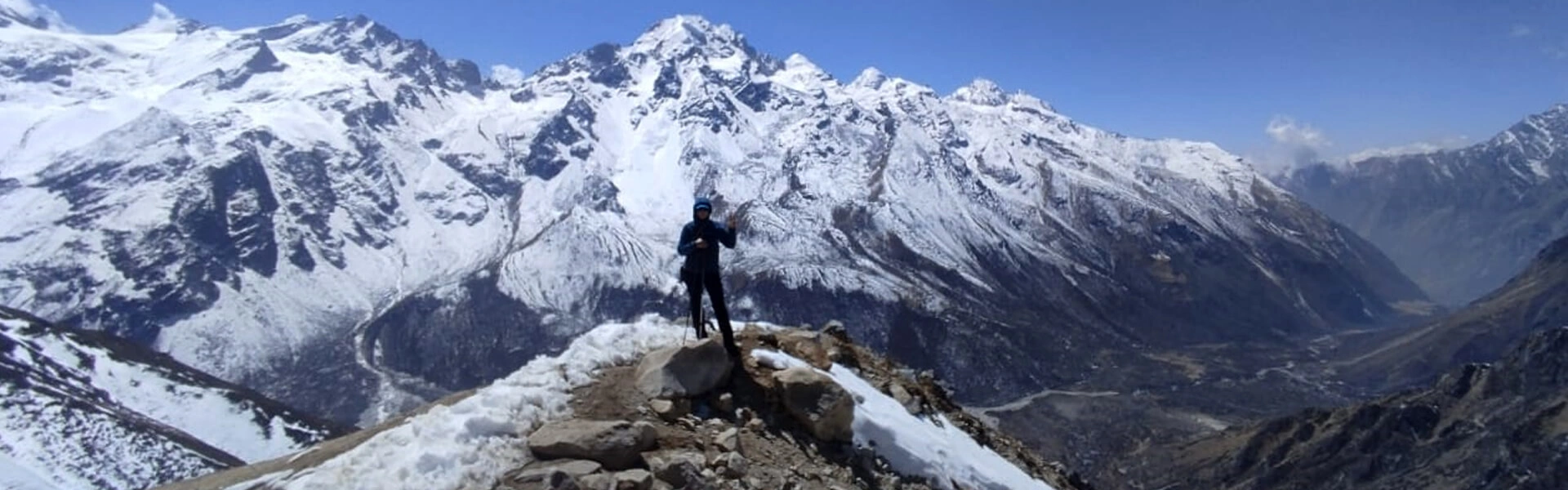 Snow-covered Langtang Peaks in winter